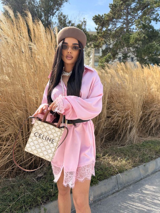 Tunică cu curea Layza Pink