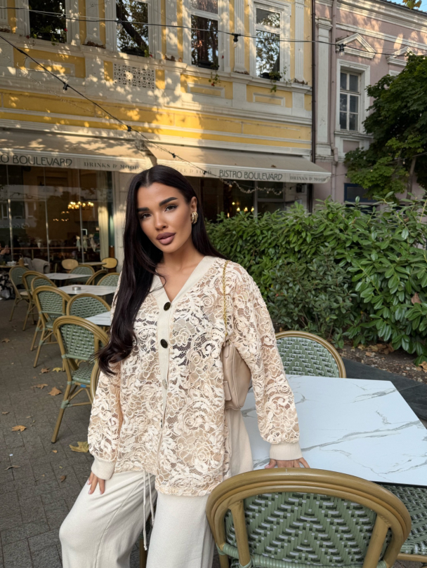 Broderie cardigan Couture Latte